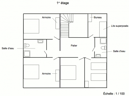 Plan 1er étage du Grand Gîte